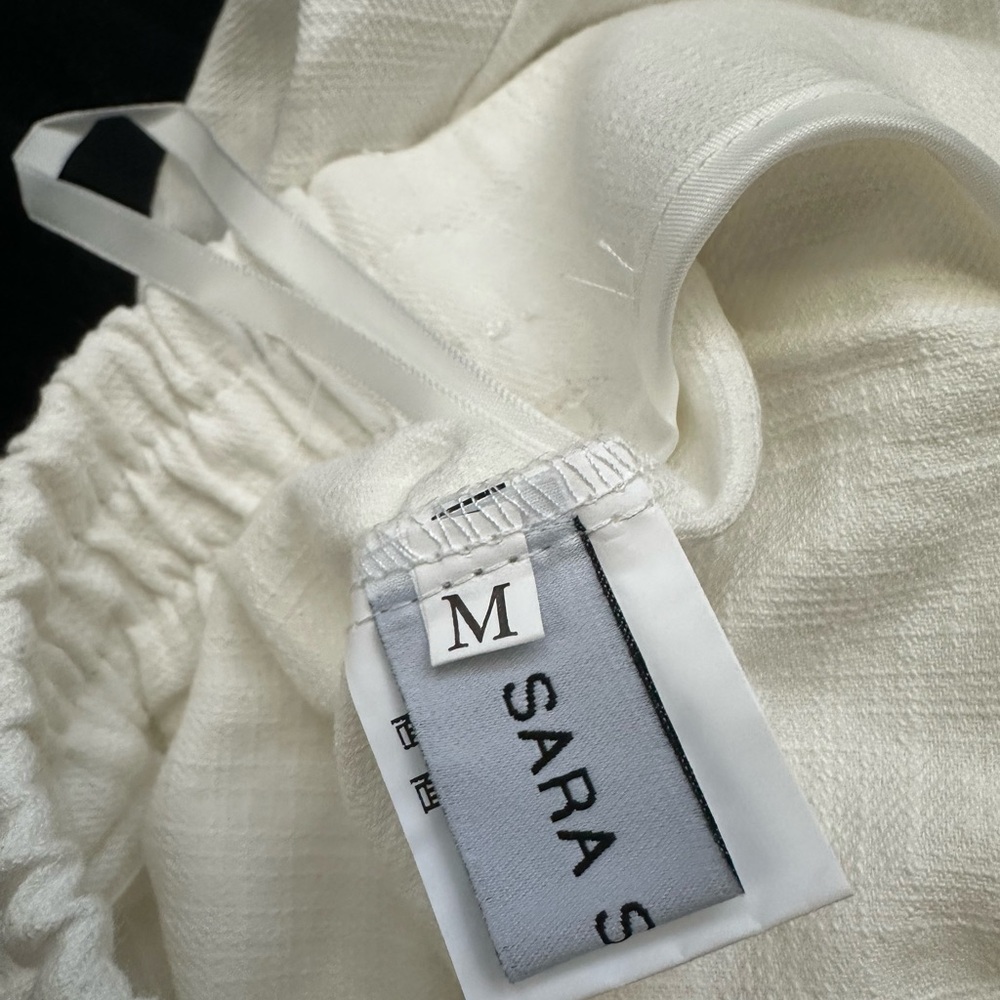 White Linen Wide-Leg Pants / NWT/ white Size M - Picture 4 of 5